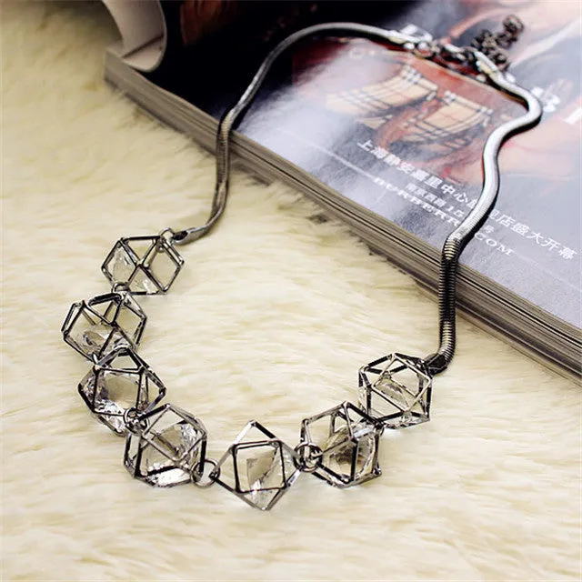Geometric crystal statement necklace women collares trendy jewelry gift