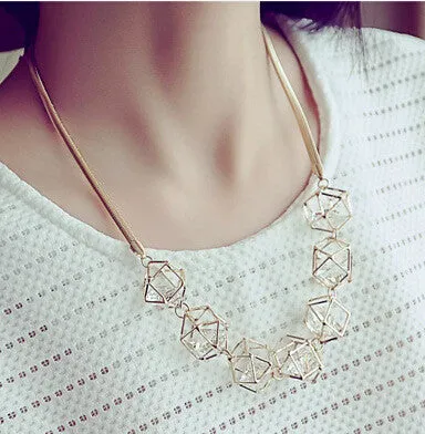 Geometric crystal statement necklace women collares trendy jewelry gift