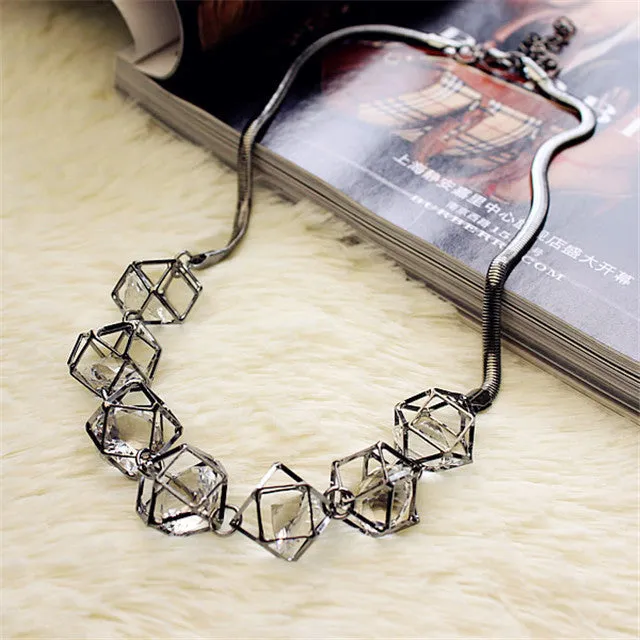 Geometric crystal statement necklace women collares trendy jewelry gift