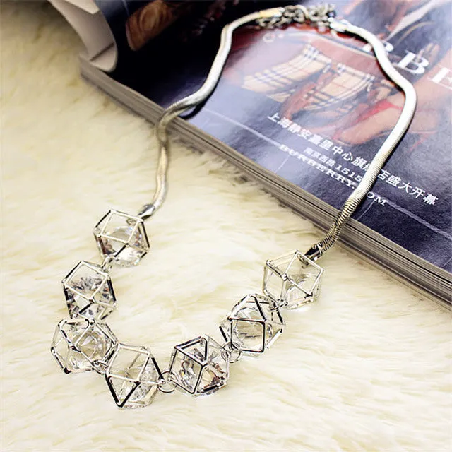 Geometric crystal statement necklace women collares trendy jewelry gift
