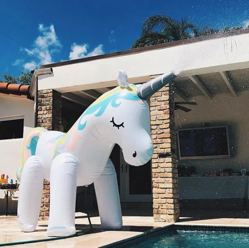 Giant Inflatable Unicorn Water Spray Swimming Outdoor Pool Toy