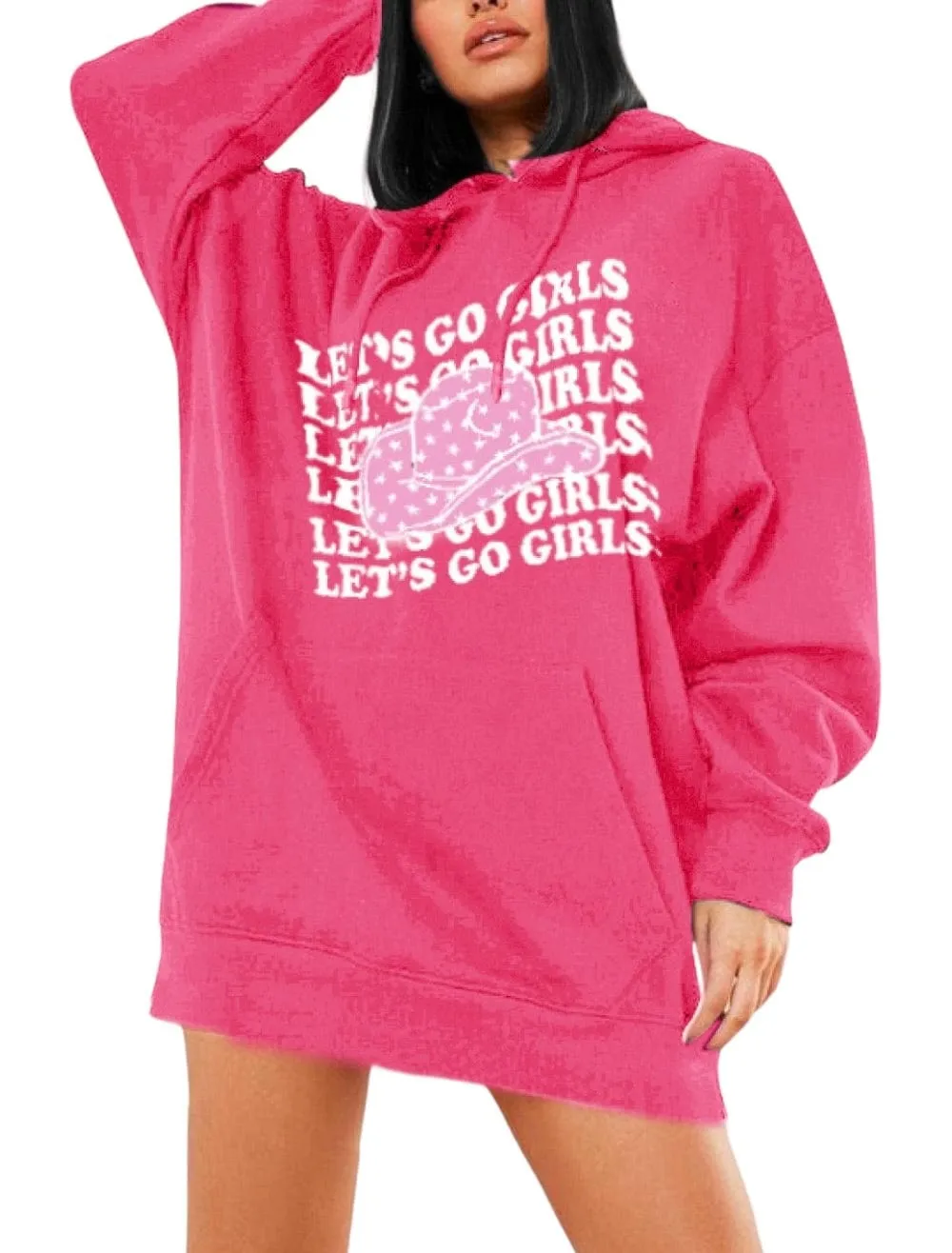 Girl Power Ignite "LET’S GO GIRLS" Graphic Dropped Shoulder Hoodie