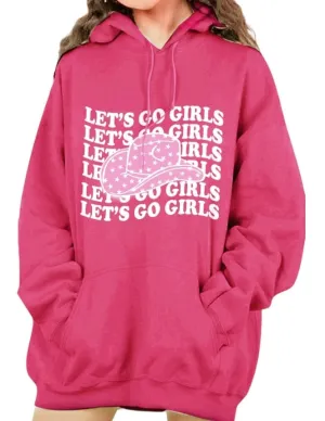 Girl Power Ignite "LET’S GO GIRLS" Graphic Dropped Shoulder Hoodie