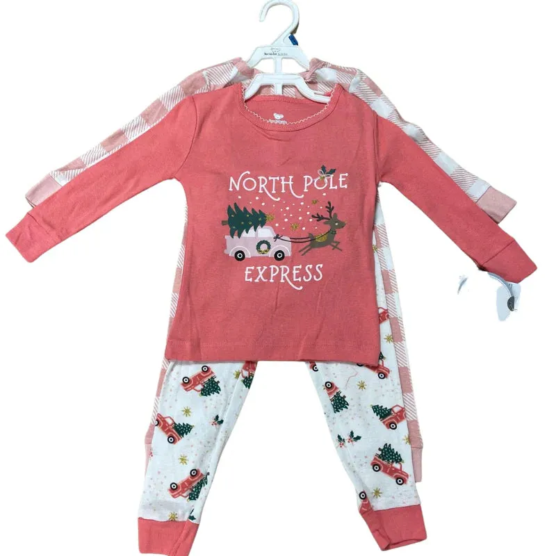 Girls 2 pack festive pyjama sets (style 1729) Wholesale Pack of 12