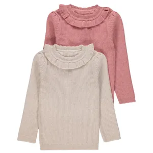Girls Ex Chainstore 2 Pack Frilly Trim Jumpers