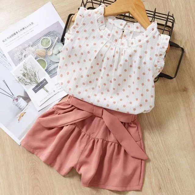 Girls summer Clothing Floral Chiffon Halter Embroidered Shorts Straw
