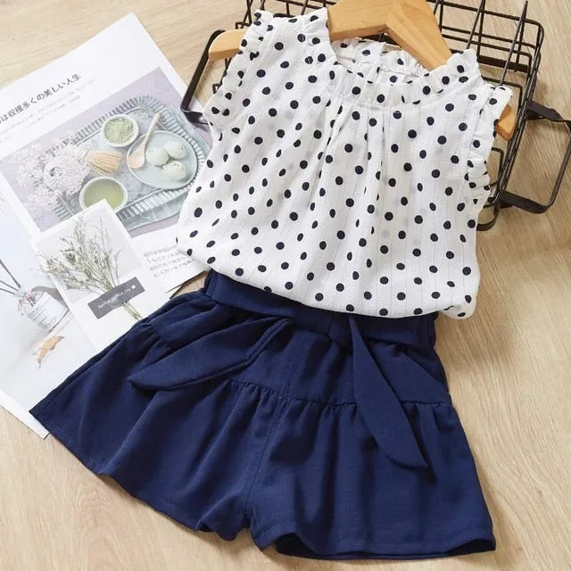 Girls summer Clothing Floral Chiffon Halter Embroidered Shorts Straw