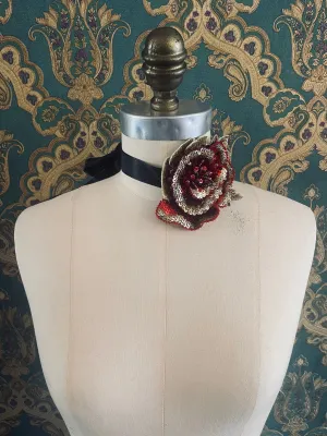 Girocollo Bejewelled Flower Choker & Brooch