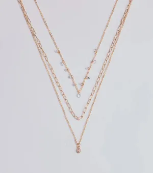 Glitzy Glimmer Layered Charm Necklace Set
