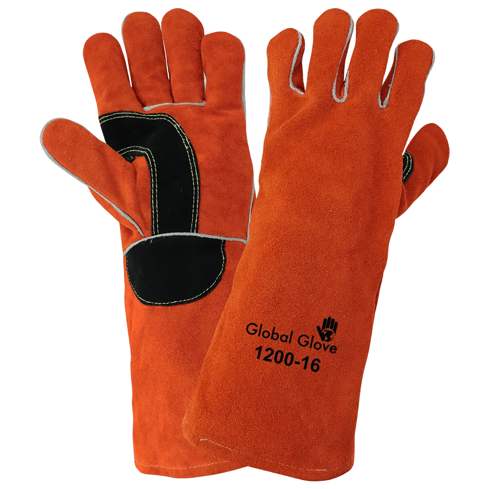 Global Glove & Safety 1200-16 Premium Grade Split Cowhide Welding Gloves