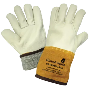 Global Glove & Safety CR100MTC Premium Cowhide Grain Full Leather Mig/Tig Welding Cut, Abrasion, Puncture Resistant Gloves