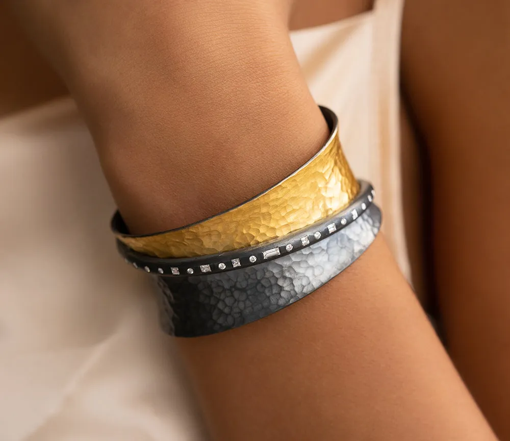 Gold & Oxidized Silver Wide Cuff