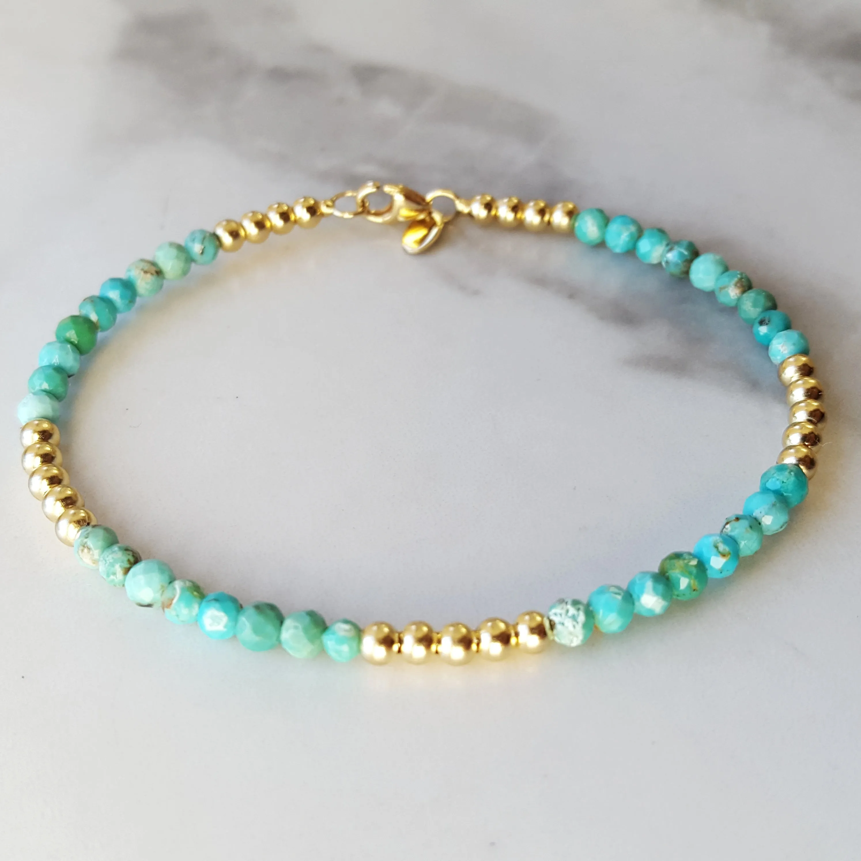 Gold and Turquoise Bead Bracelet