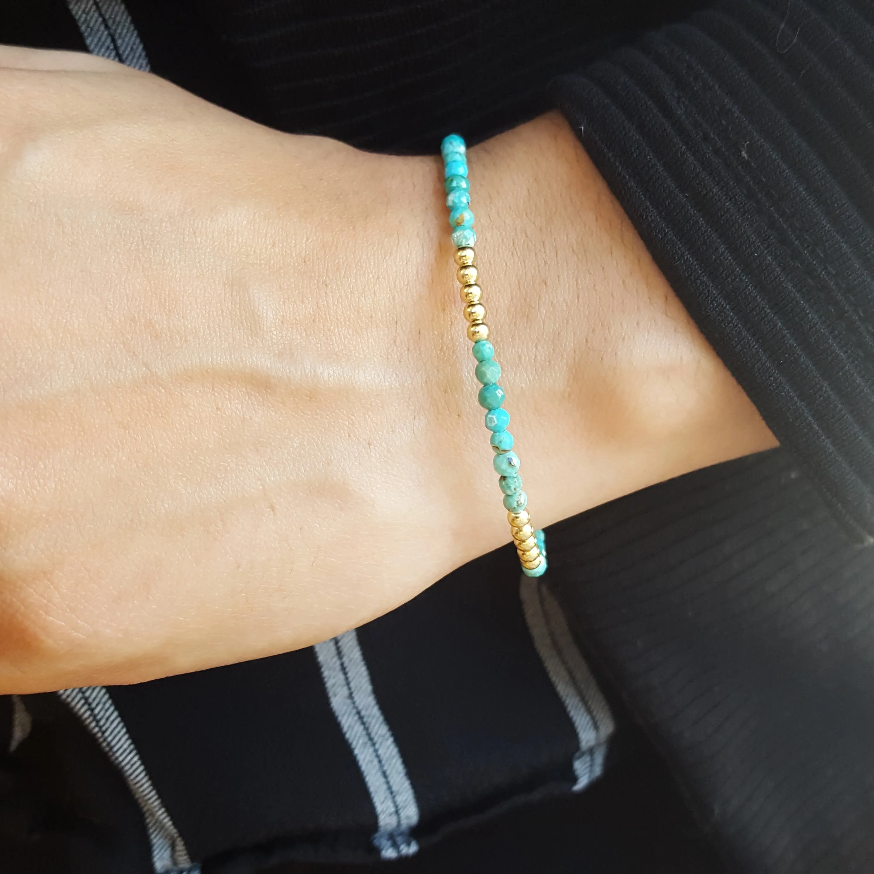 Gold and Turquoise Bead Bracelet