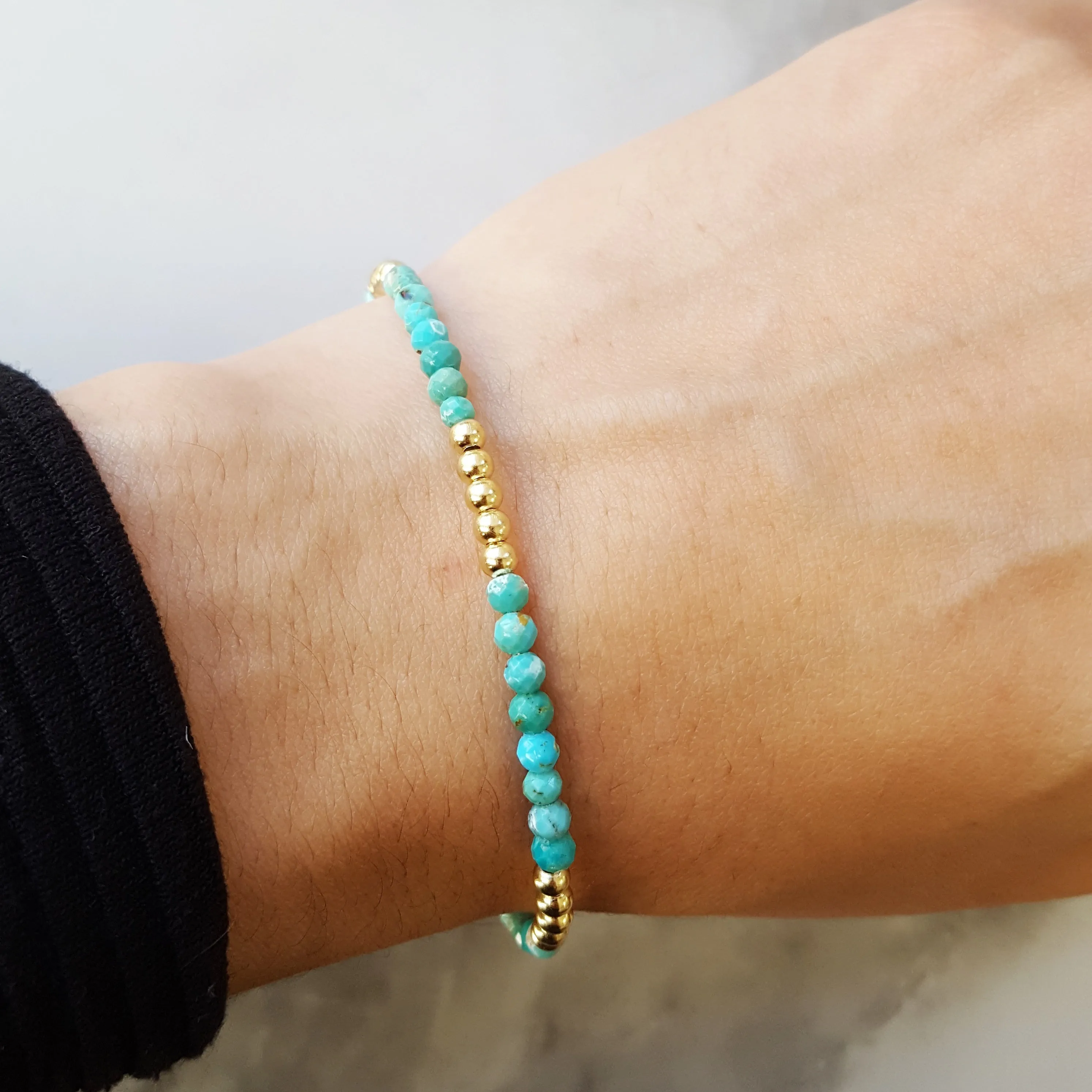 Gold and Turquoise Bead Bracelet