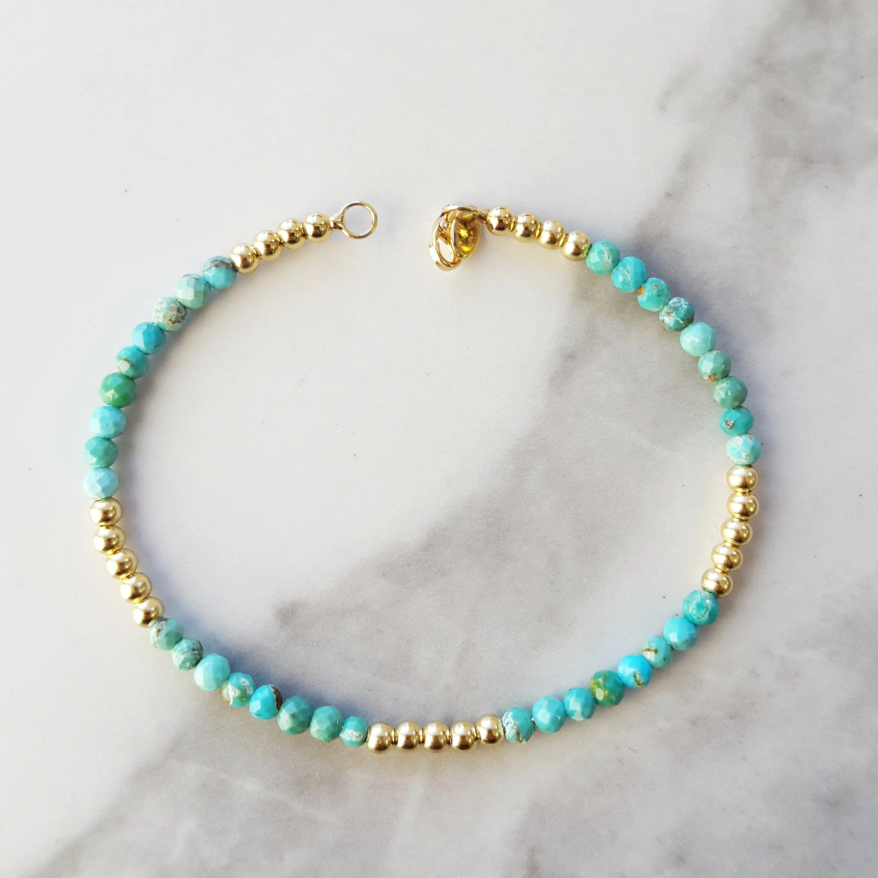 Gold and Turquoise Bead Bracelet