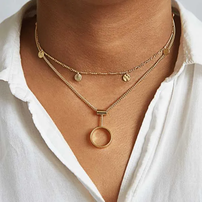 Gold Coin Charm Choker Necklace