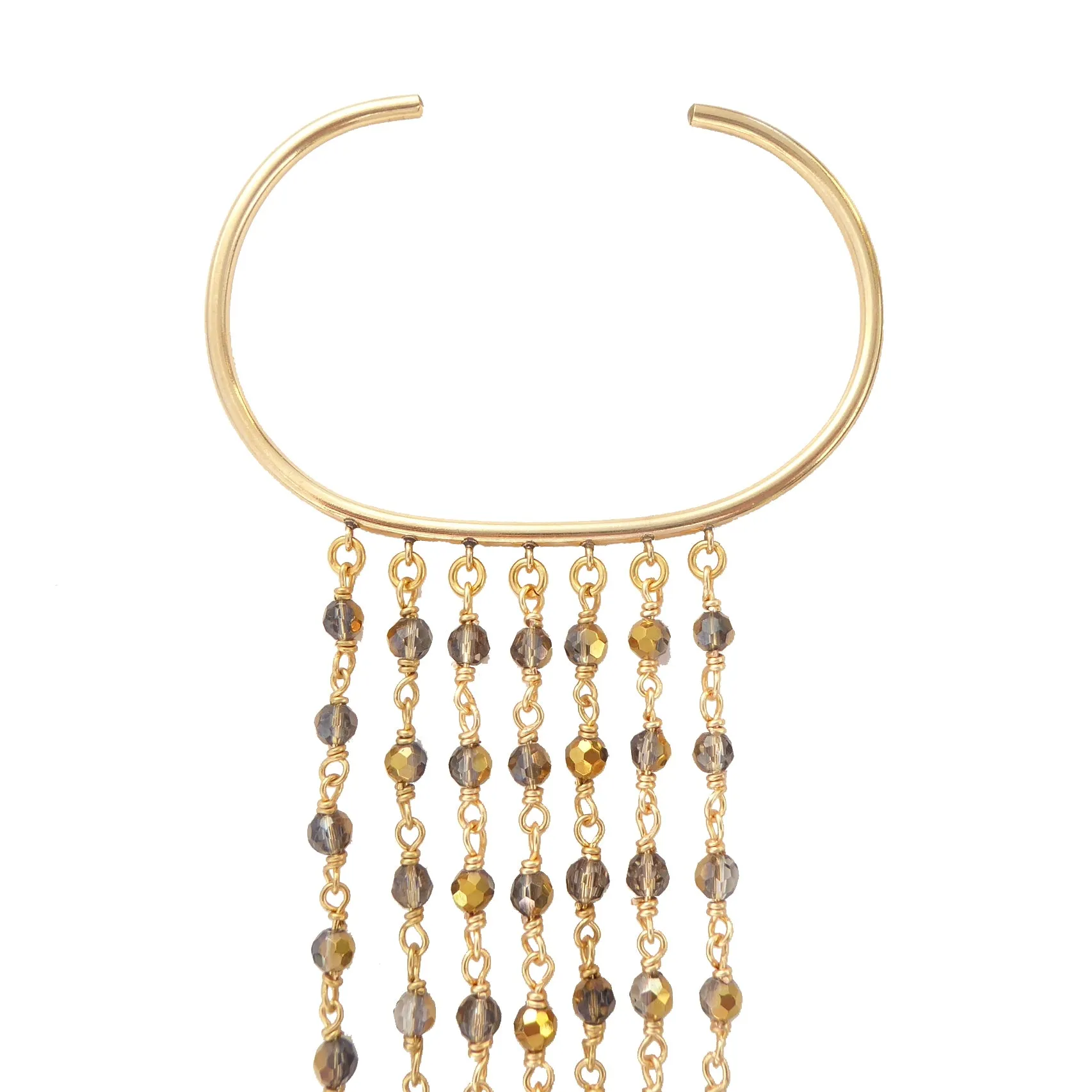 Gold crystal fringe bracelet