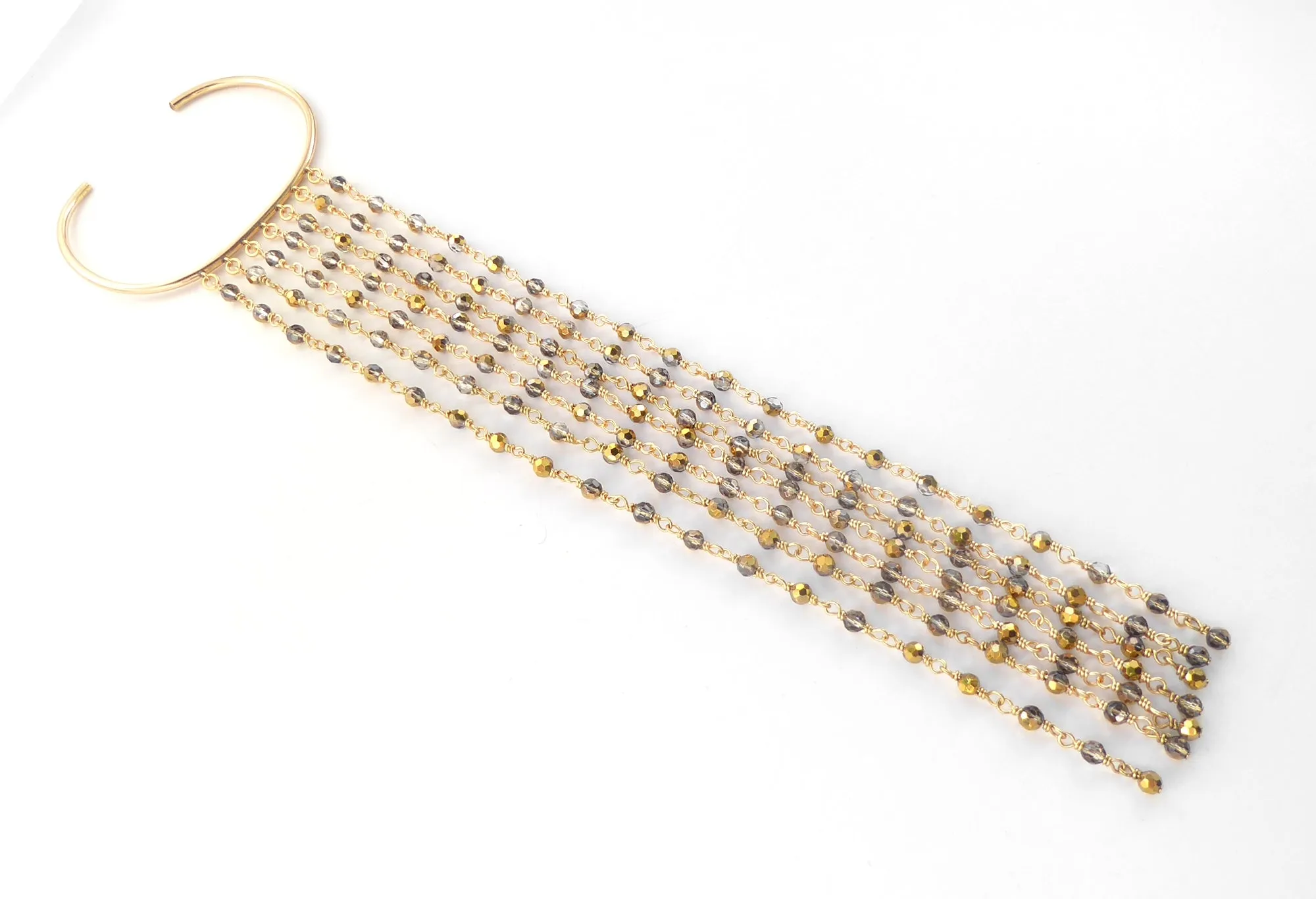 Gold crystal fringe bracelet