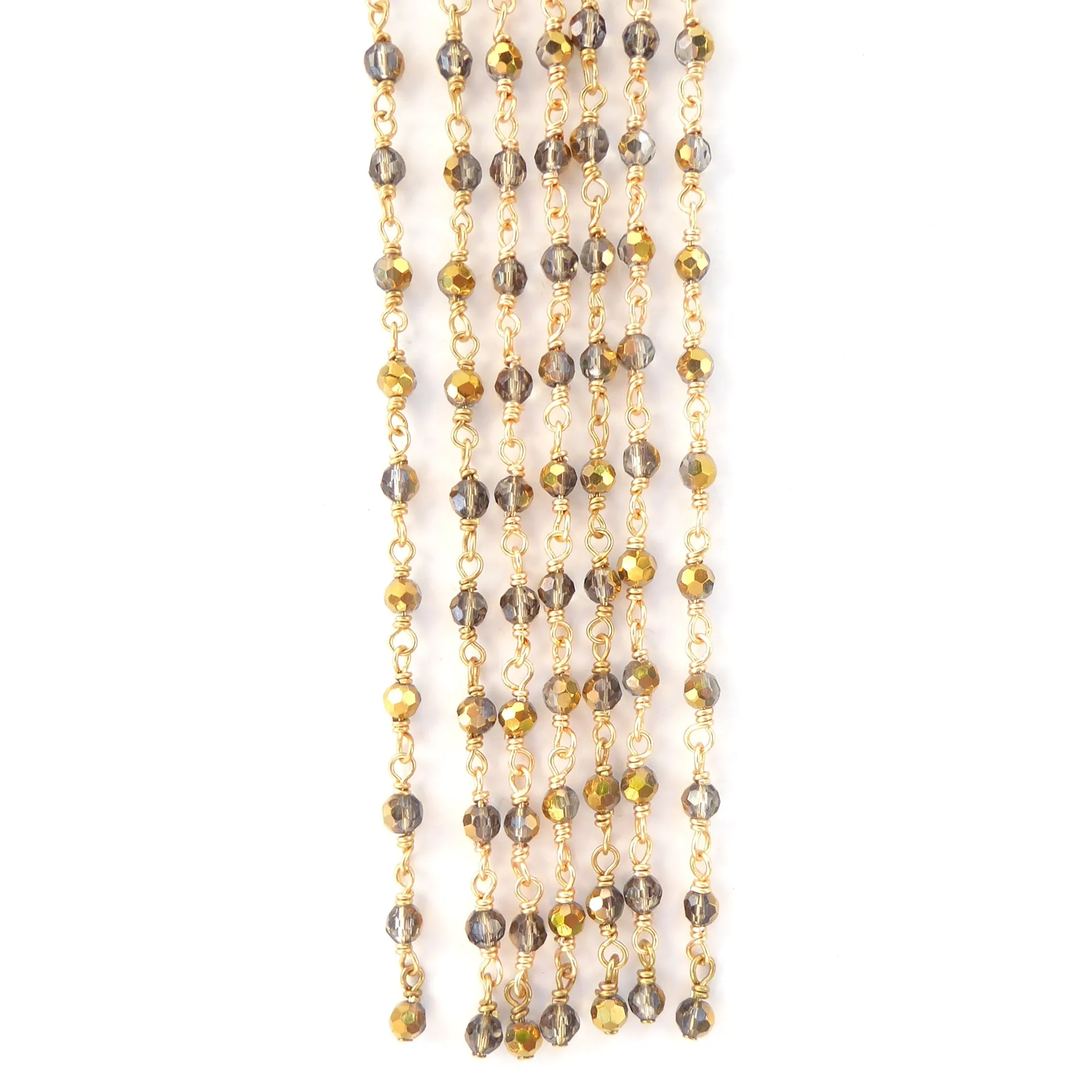 Gold crystal fringe bracelet