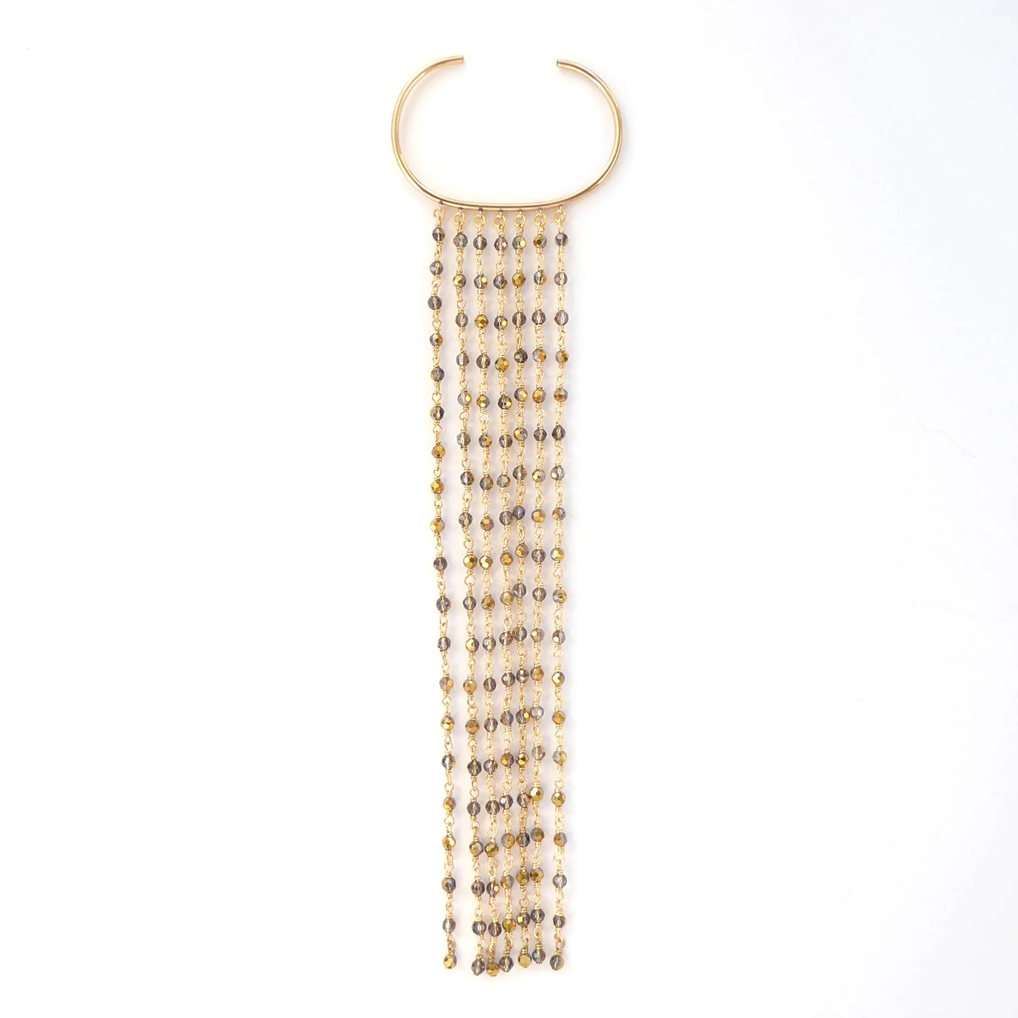 Gold crystal fringe bracelet