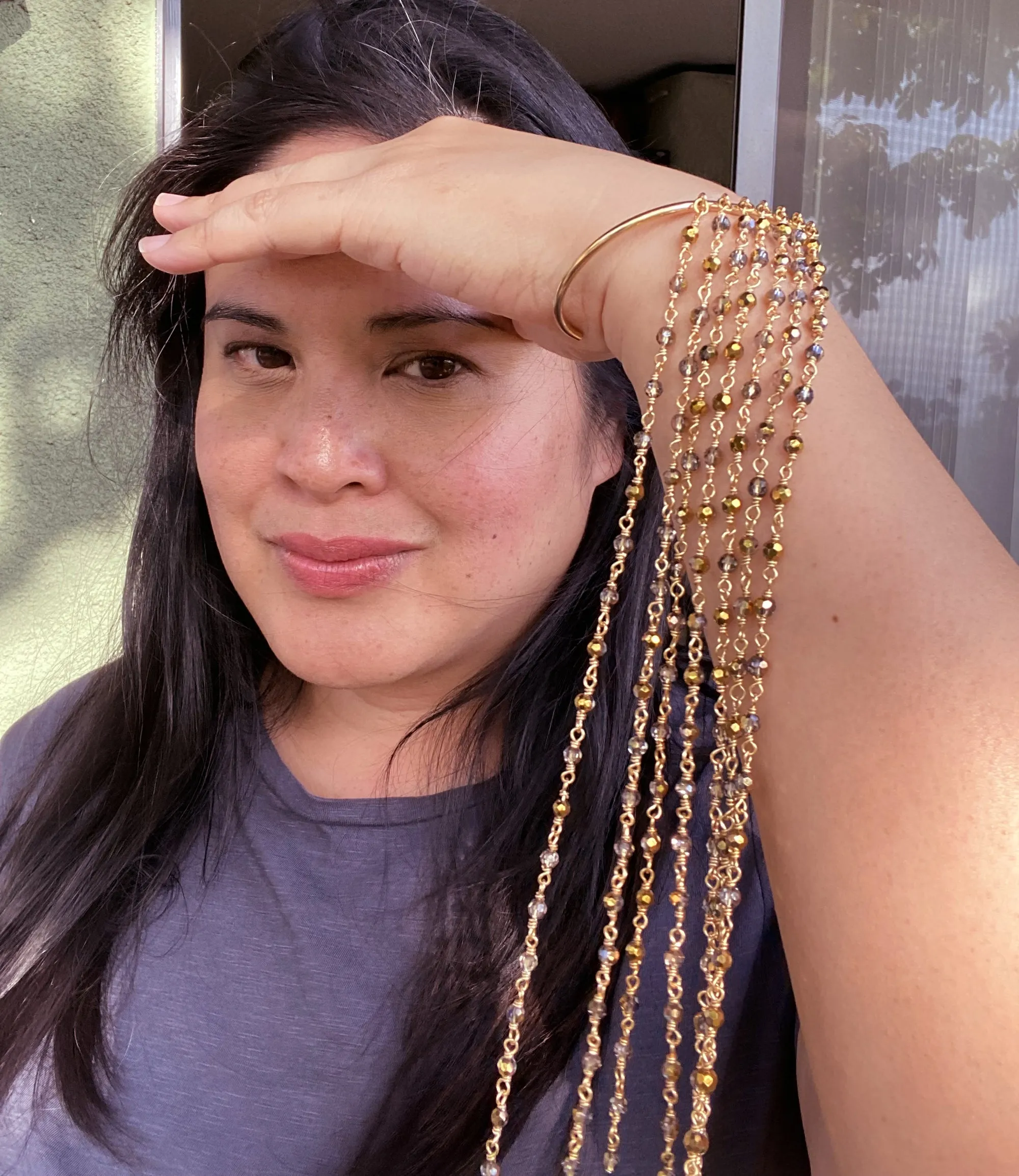Gold crystal fringe bracelet
