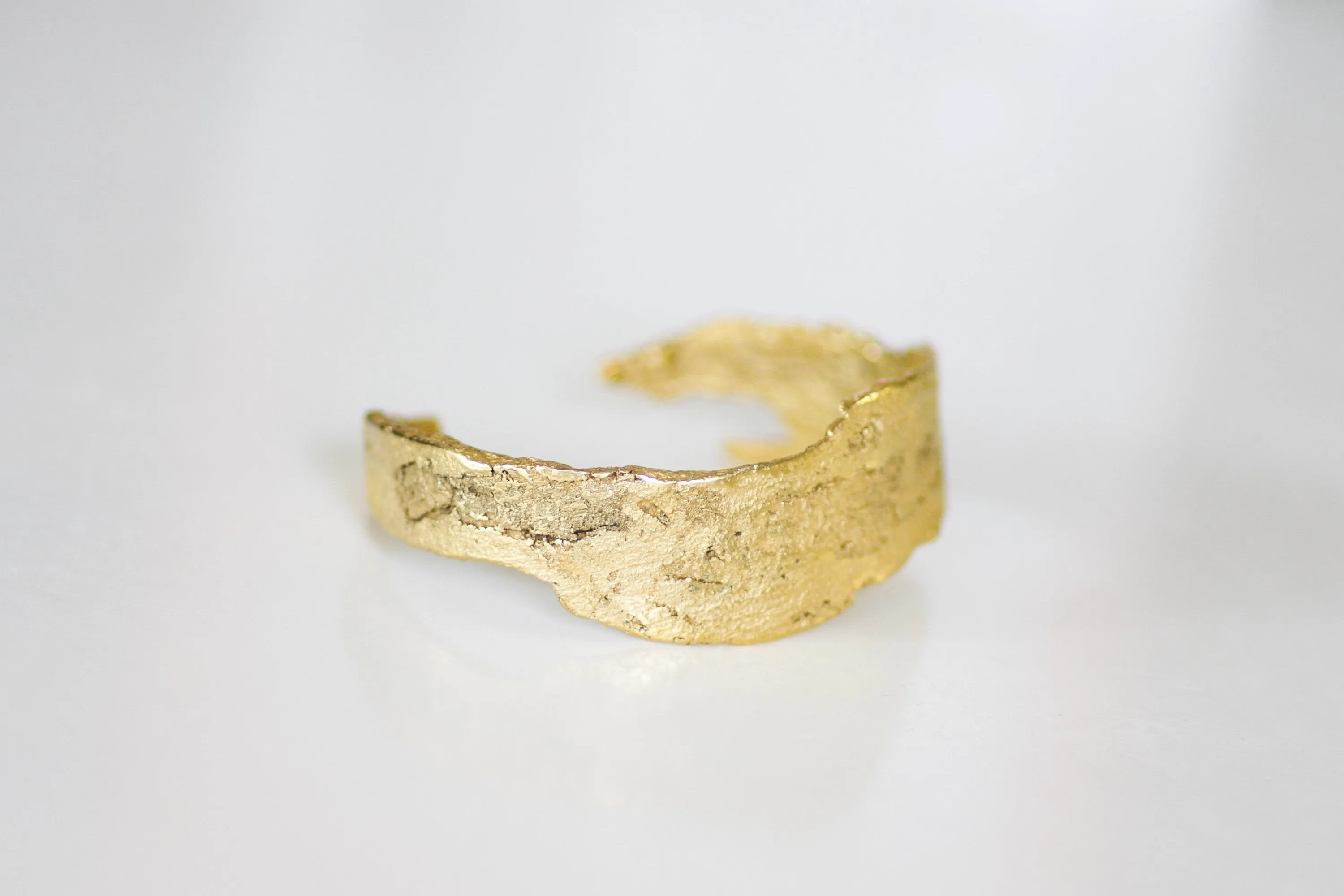 Gold Cuff Organic Artisan Handmade Bangle Bracelet