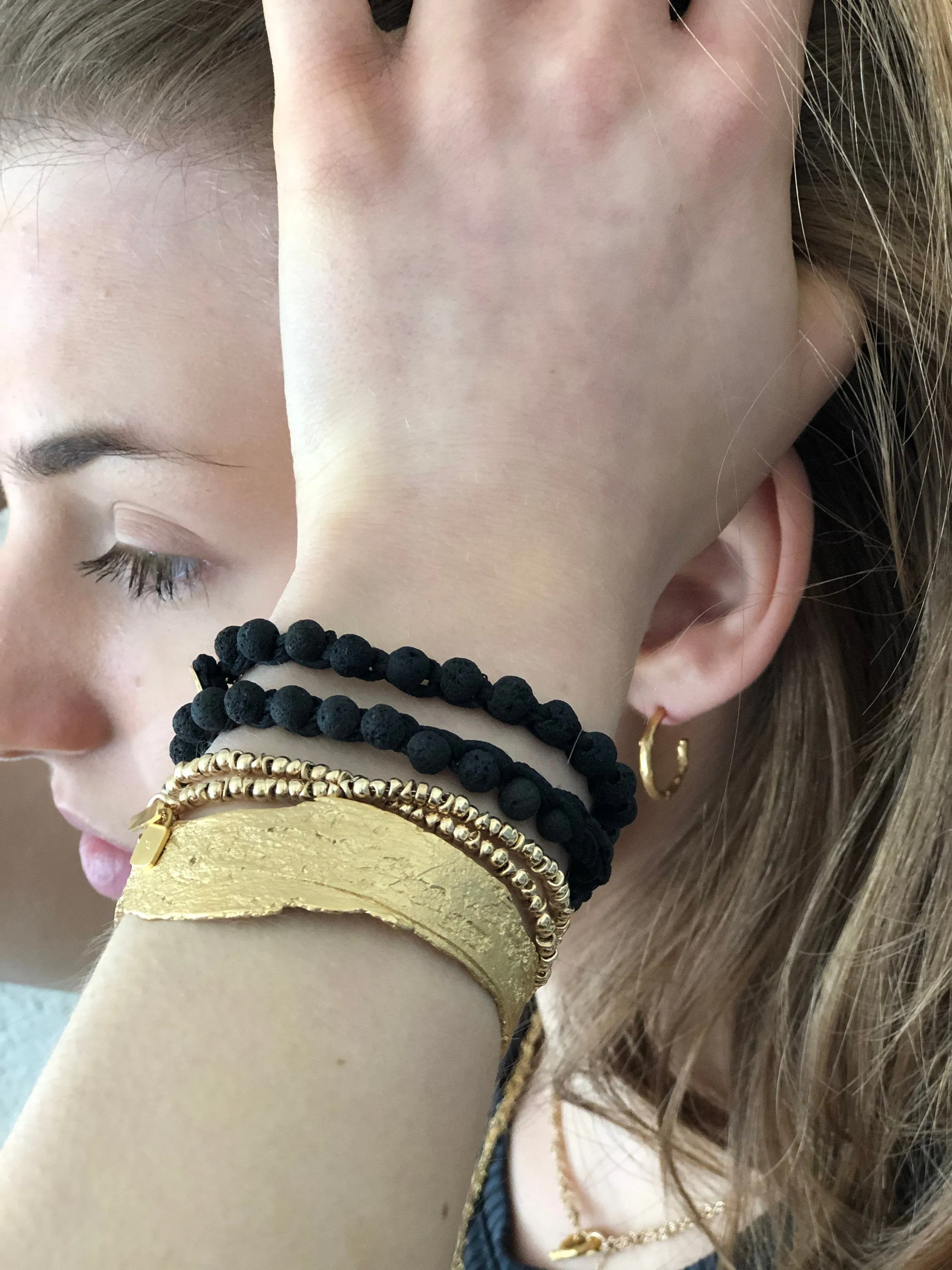 Gold Cuff Organic Artisan Handmade Bangle Bracelet