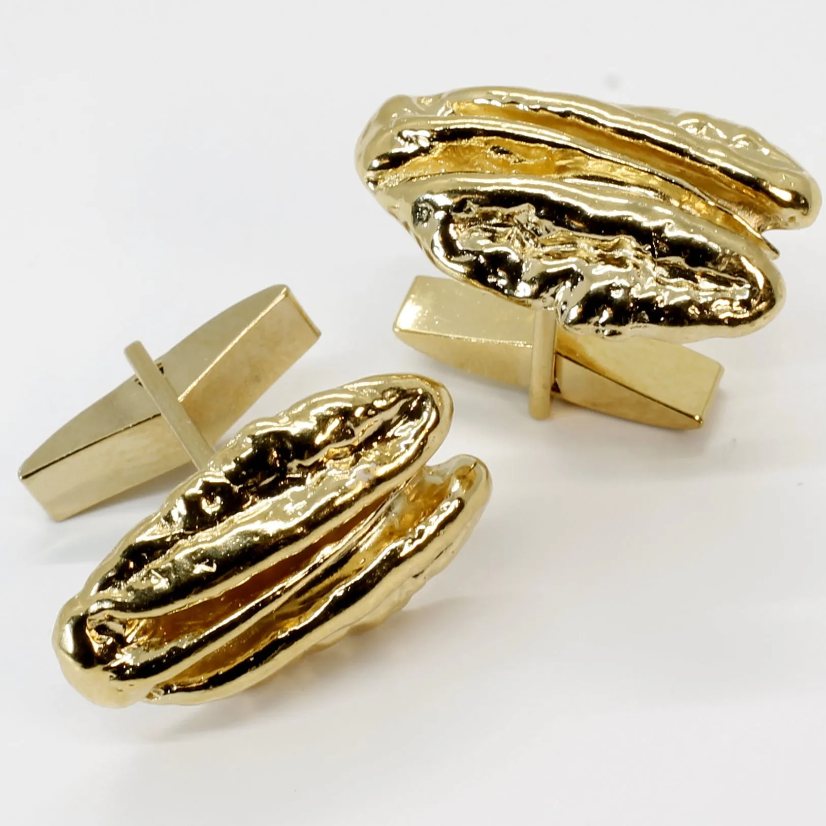 Gold Pecan Cuff Links with Large Realistic Pecans in 14kt Gold Vermeil