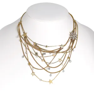 GOLD STAR CRYSTAL LAYERED  NECKLACES #200GD1501 (5B1)