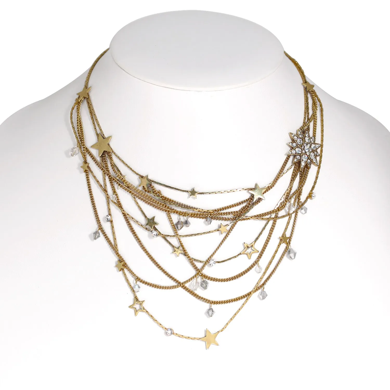 GOLD STAR CRYSTAL LAYERED  NECKLACES #200GD1501 (5B1)