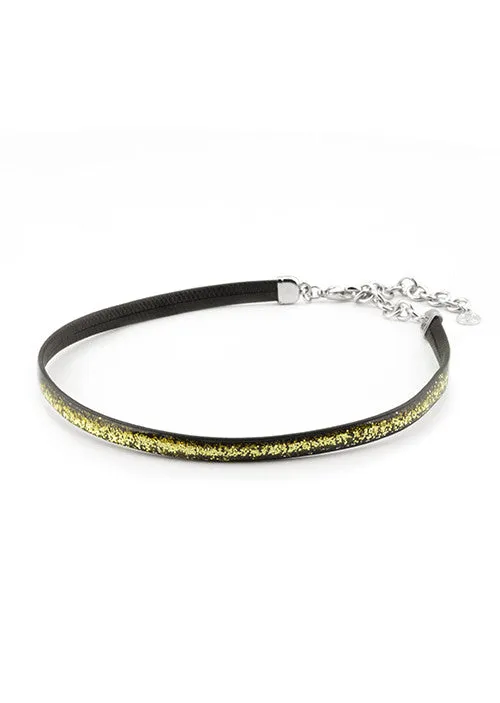 Gold Stardust Leather Choker