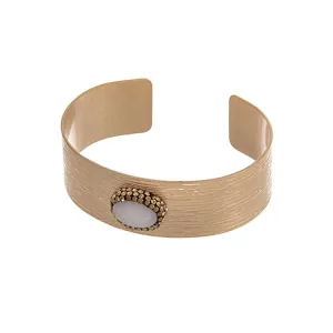 Gold Tone Cuff Bracelet with White & Topaz Stones