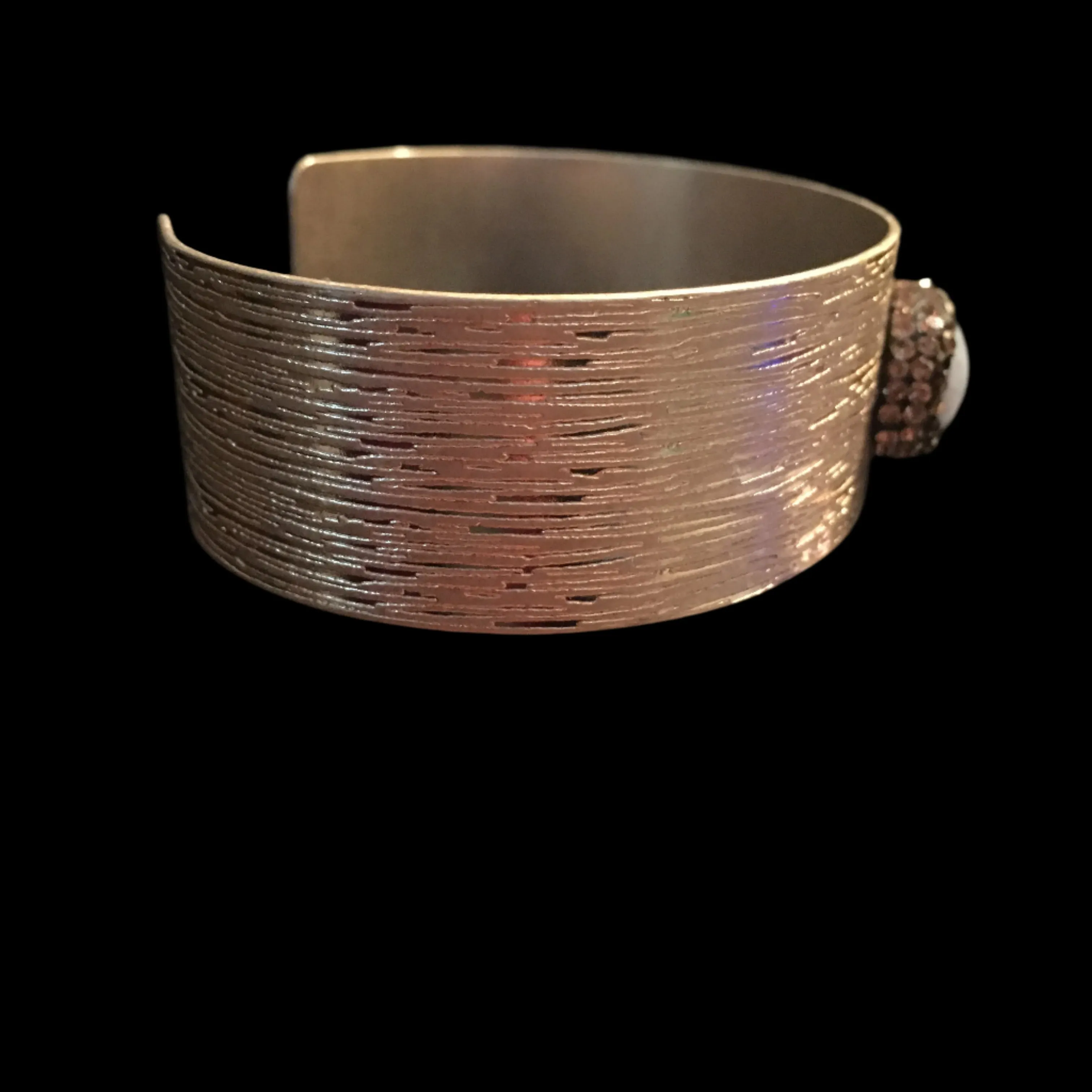 Gold Tone Cuff Bracelet with White & Topaz Stones