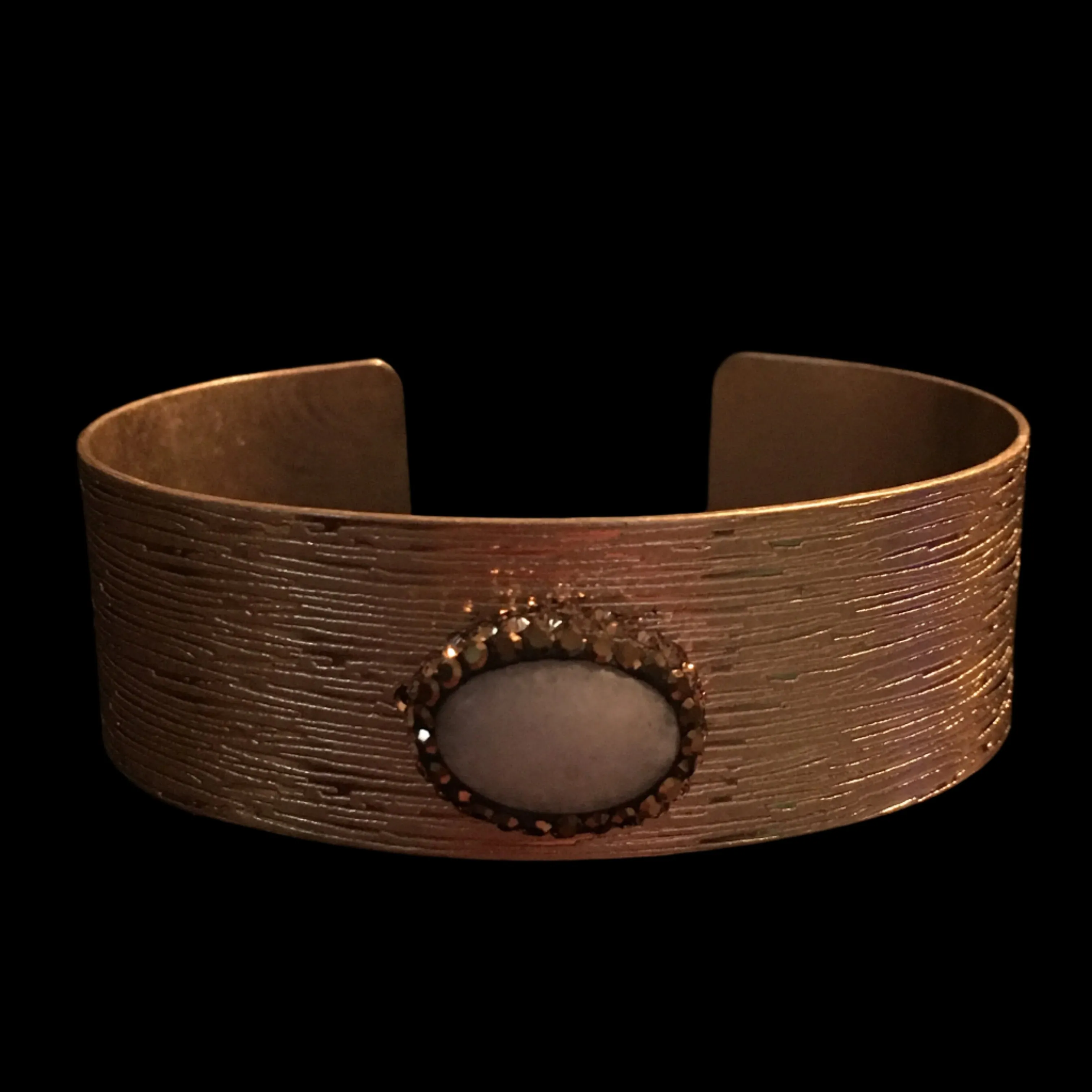 Gold Tone Cuff Bracelet with White & Topaz Stones