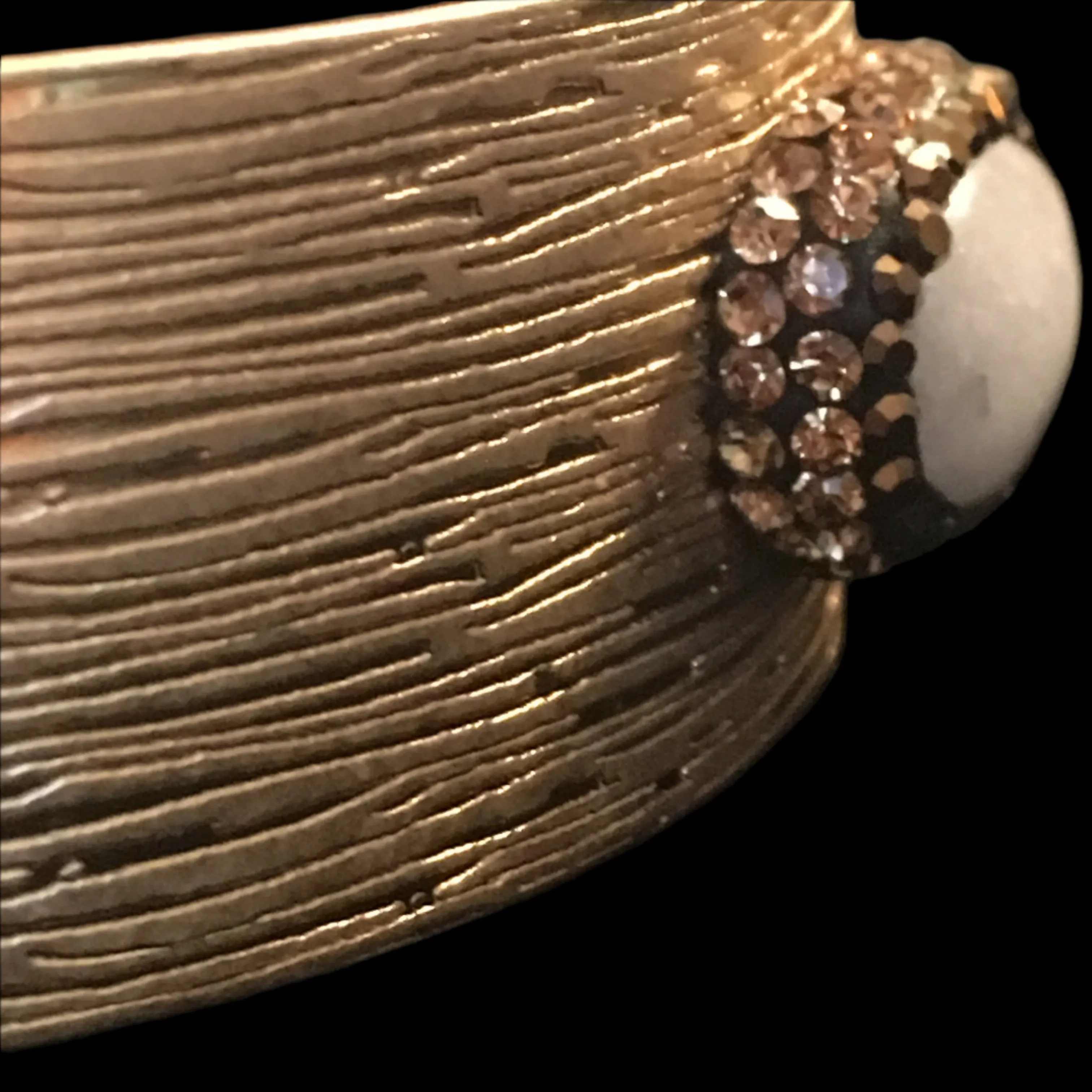 Gold Tone Cuff Bracelet with White & Topaz Stones