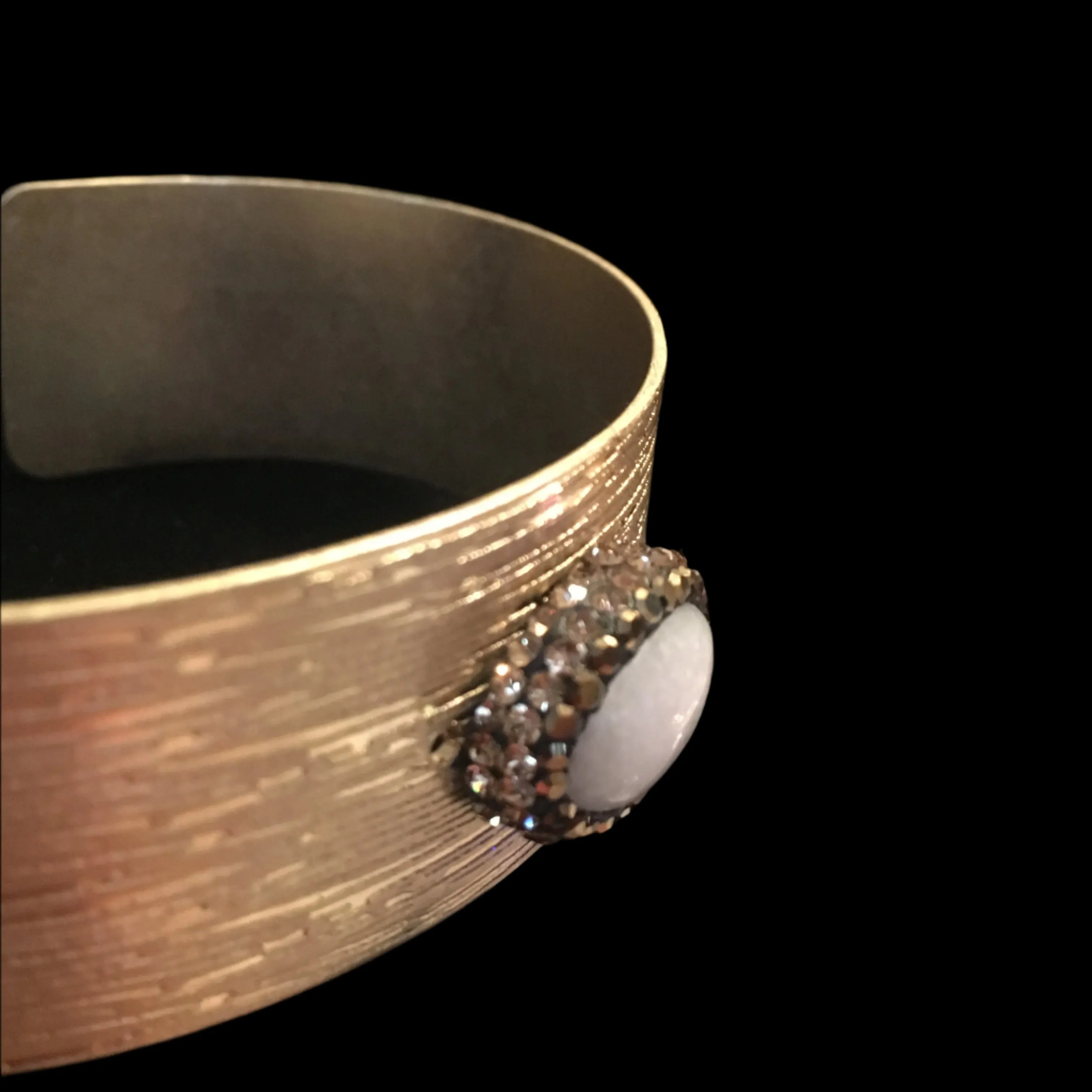 Gold Tone Cuff Bracelet with White & Topaz Stones