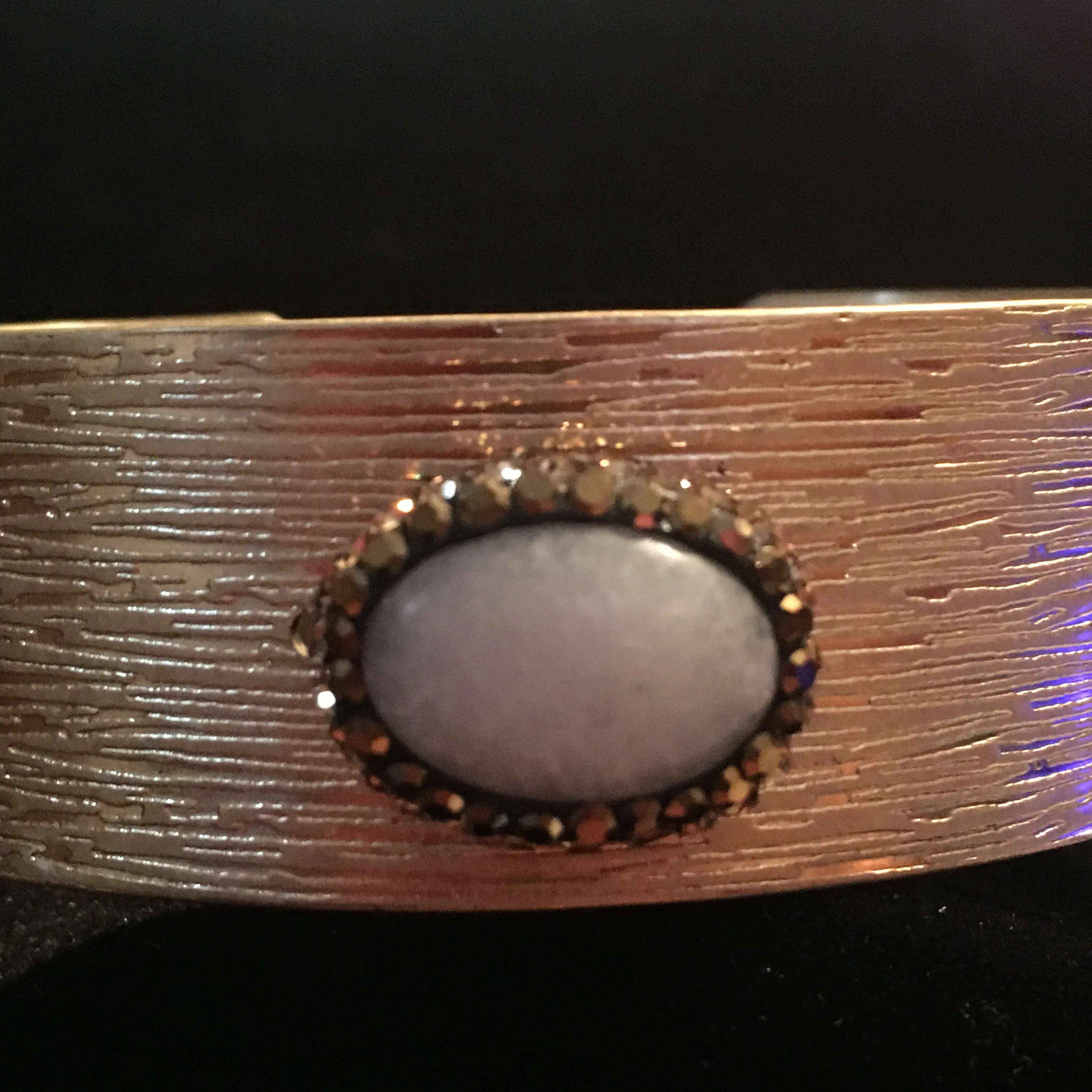Gold Tone Cuff Bracelet with White & Topaz Stones