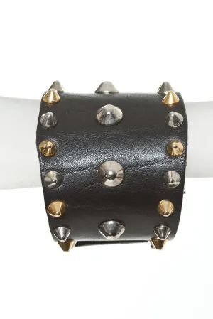 Gold/Silver Studded Leather Cuff