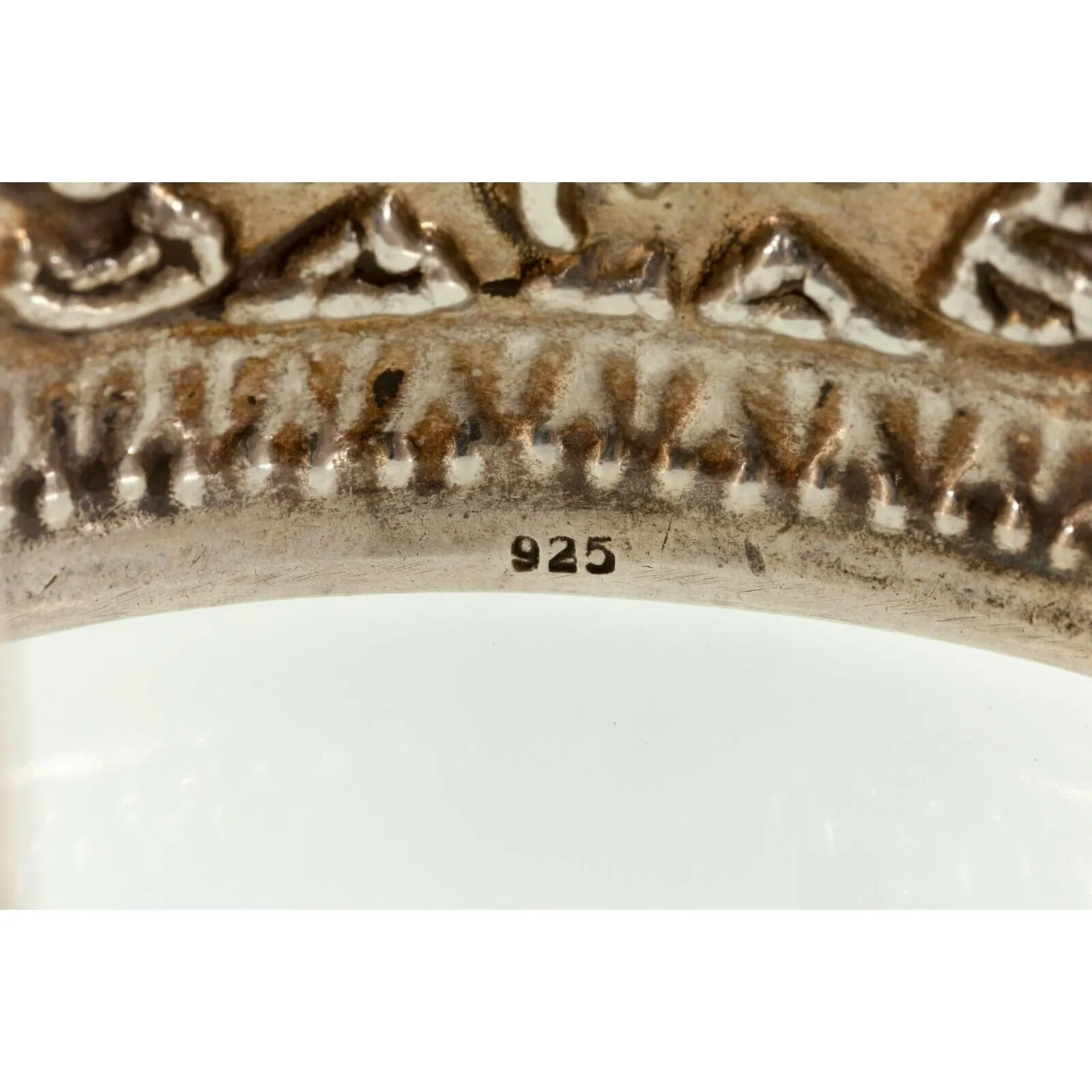 Gorgeous Repousse Elephant Sterling Cuff Bracelet 47mm Wide, 86.7g
