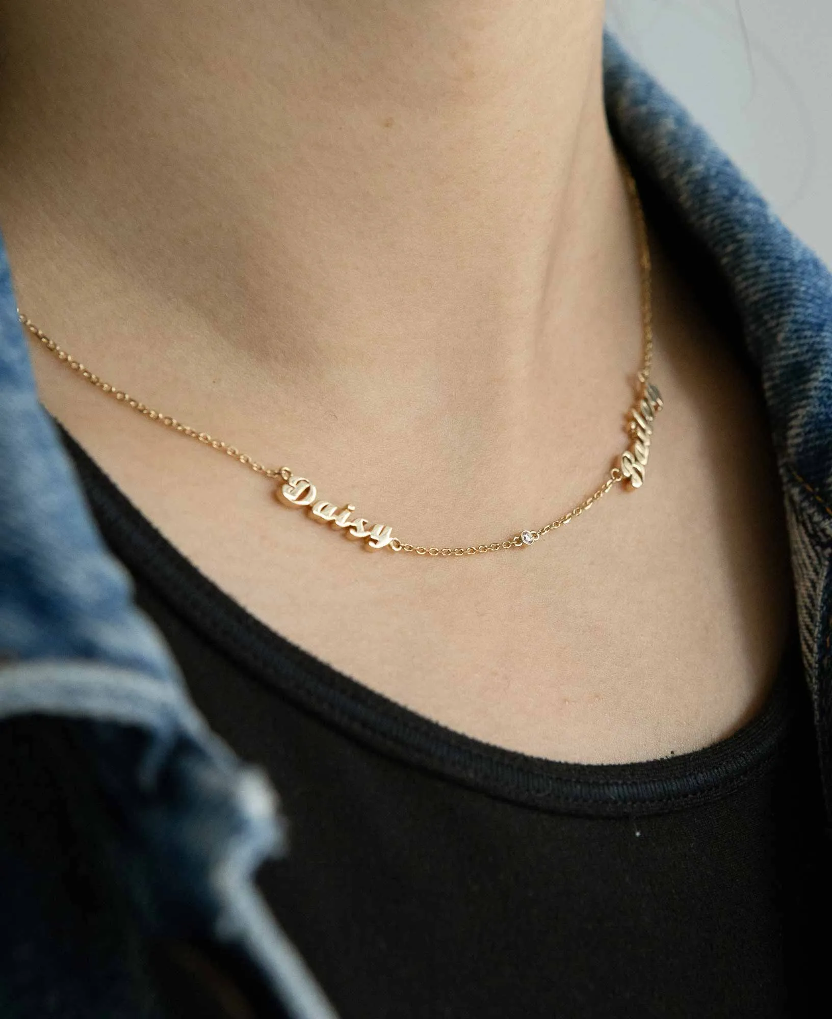 Grace Custom Multi-Nameplate Necklace with Diamond