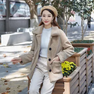 Granular Cashmere Sheep Shearing Coat Lamb Wool Thickened Cotton Imitation Fur Coat Casual Loose Women's Coat