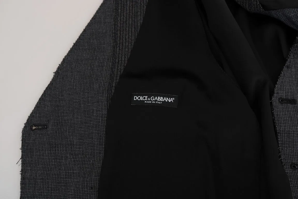 Gray Black Wool Silk Vest