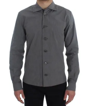 Gray Cotton Formal Dress Button Shirt
