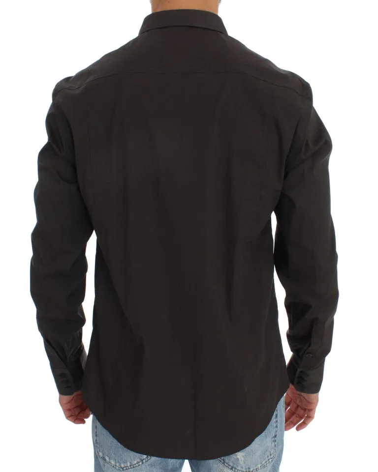Gray Cotton Stretch Casual Shirt