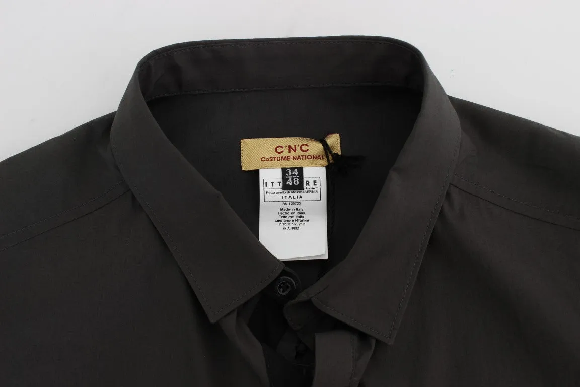 Gray Cotton Stretch Casual Shirt