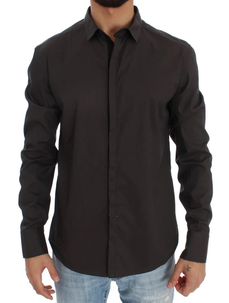 Gray Cotton Stretch Casual Shirt