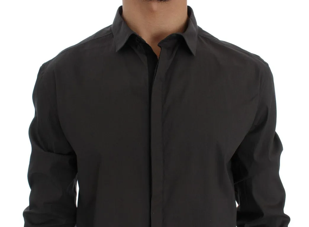 Gray Cotton Stretch Casual Shirt