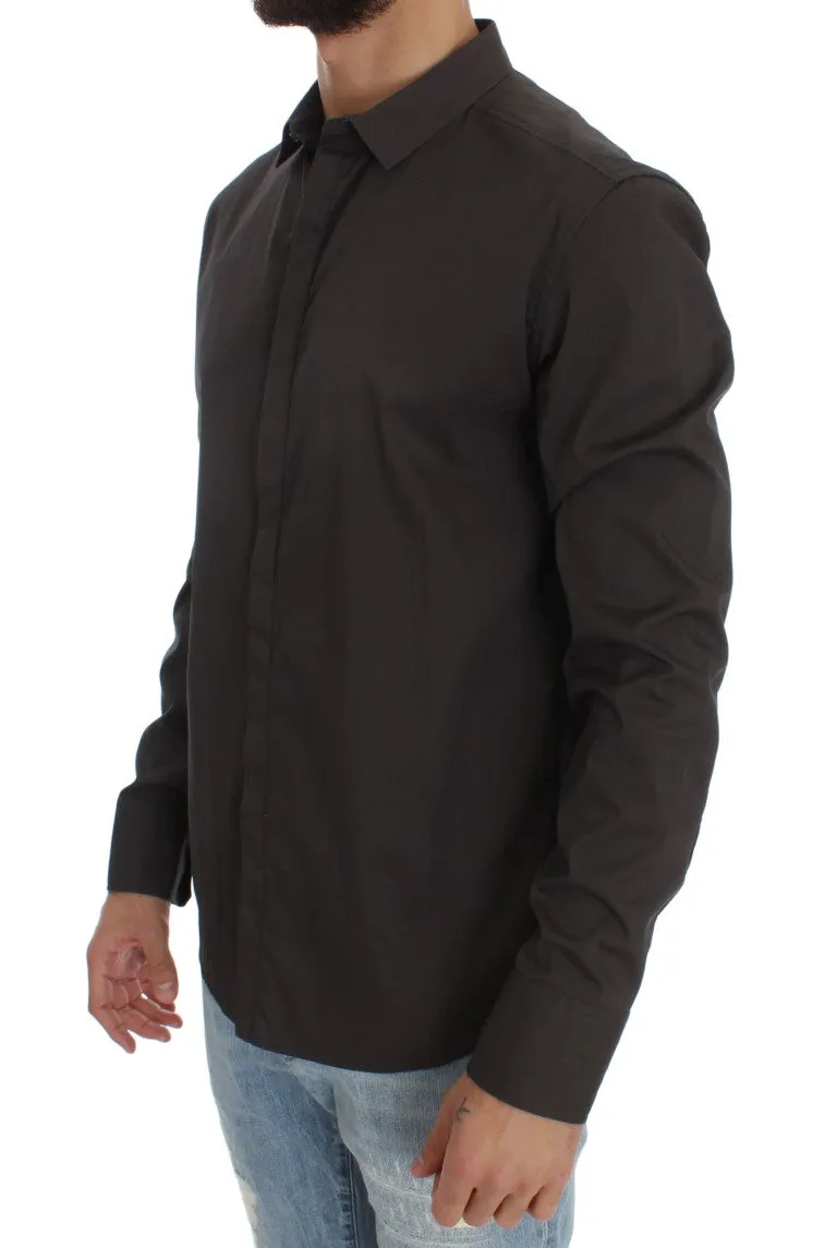 Gray Cotton Stretch Casual Shirt