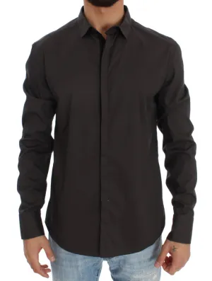 Gray Cotton Stretch Casual Shirt